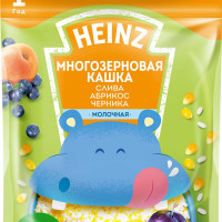 Каша мультизлаковая детская Heinz Любопышки с 1 года, слива, абрикос, черника, молочная, сухая, 200 г