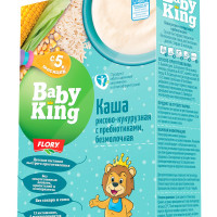 Каша рисово-кукурузная детская Baby King (Беби Кинг), с 5 мес., безмолочная, с пребиотиками, Сербия, 200г