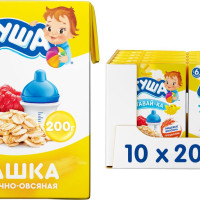 Каша жидкая Агуша Овсянка-Малина 2,5%, для детского питания с 6 месяцев, 200 мл x 10 шт