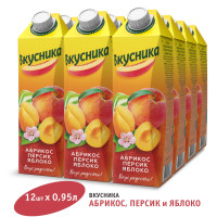 Напиток сокосодержащий "Вкусника" из абрикосов, персиков и яблок 0,95л, 12 шт.