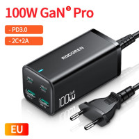 Настольное зарядное устройство Rocoren GaN 100 Вт Быстрая зарядка 4,0 QC 5,0 3,0 PD USB-C Type C USB быстрая зарядка для MacBook Samsung iPhone ноутбука