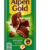 Шоколад Alpen Gold молочный с дроблёным фундуком, 85 г