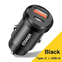 Автомобильное зарядное устройство Essager 30 Вт 5A QC PD 3,0 SCP USB Quick Charge4.0 USB Type C для быстрой зарядки iPhone 12 13 Huawei Samsung Xiaomi