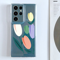 Чехол для телефона Samsung Galaxy S23 S23Ultra S22 S22Ultra S21Ultra S21 S20 FE Plus 5G разноцветные чехлы с тюльпанами прозрачный мягкий чехол