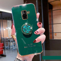 Чехол с гальваническим покрытием для Samsung Galaxy A5 A8 Plus A6 Plus J8 2018, блестящий чехол-держатель с кристаллами, мягкая задняя крышка из ТПУ