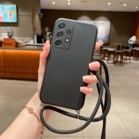 Чехол для телефона с ремешком через плечо для Samsung A53 A54 A52 A32 A73 A33 S23 S22 Ultra S21 S20 FE, чехлы из жидкого силикона с ремешком на шею, чехол