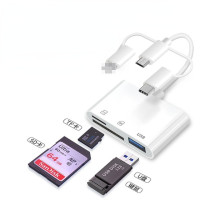 USB-адаптер с 3 головками, 5 в 1, Type C, Android, IOS, флеш-накопитель, SD/TF-кардридер, адаптер для Iphone, Ipad, Macbook, ноутбука, Xiaomi, Samsung