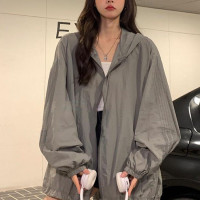 冰絲防曬衣女款輕薄外套夏季寬鬆大尺碼長袖透氣開衫連帽學生防曬服