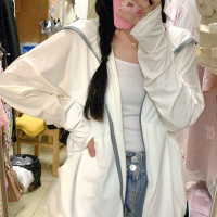 冰絲薄款設計感透氣戶外騎車防曬外套女寬鬆夏季長袖連帽防曬衣服