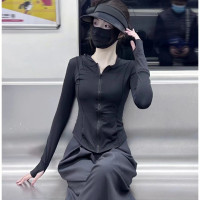 修身防曬衣女款夏季2023新款戶外運動修身顯瘦涼感魚骨防曬衣外套