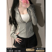 冰絲修身防曬衣女夏季薄款運動瑜伽服修身顯瘦純欲風辣妹開衫外套