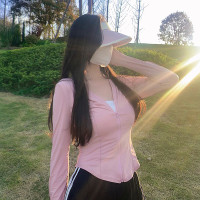 upf50+防曬衣女夏季薄款透氣抗UV修身短款冰絲粉色防曬服外套