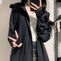 冰絲黑色防曬衣女款抗UV夏季新款寬鬆薄款外套透氣涼感防曬服