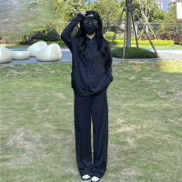 硬核黑色防曬衣女2023年夏薄款冰絲寬鬆開衫拉鍊休閒運動外套上衣