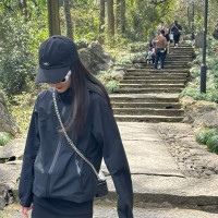 美式復古衝鋒衣外套女春秋季2023新款寬鬆工裝高級感夾克棒球服潮