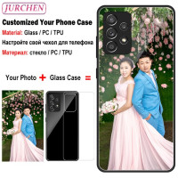 Силиконовые Стеклянные чехлы с фотографиями на заказ для Samsung Galaxy A14 A33 A34 A53 A54 A04 A04S A04e, искусственная фотография, название, тонкая задняя крышка