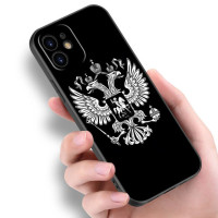 Чехол с российскими флагами и эмблемой для Apple iPhone 14 13 12 Mini 11 Pro Max 7 8 XR X XS 7 8 Plus SE 2020 2022, черный чехол