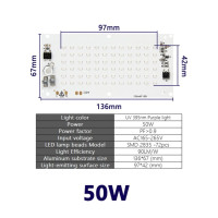 50 Вт 100 Вт UVA UV 395nm LED DOB линейная плата источника светильник без привода AC 220 В высоковольтные ультрафиолетовые лампы для отверждения ламп