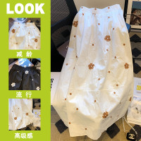 專櫃商場撤回國際大牌剪標尾單女裝春秋小雛菊印花鬆緊腰半身裙子