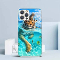 Крутой мягкий чехол с изображением животного большой кошки Тигра для iPhone 14 13 12 Mini 11 Pro Max чехол для телефона с рисунком X XS XR 7 Plus 8 + 6 6S 5 SE с рисунком C