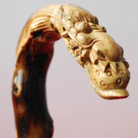 老年人實木手杖【純手工藤雕龍頭柺杖】高檔柺棍祝壽禮物 登山杖