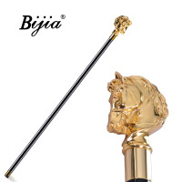 BIJIA金色馬頭紳士手杖文明棍柺杖英倫範動物頭金屬馬頭文明權杖