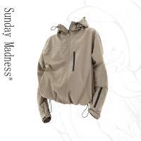 美式vintage衝鋒衣外套女春夏新款2023運動登山休閒夾克服情侶裝