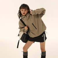 EZEK美式vintage短款衝鋒衣女2023新款秋季小個子戶外登山服外套