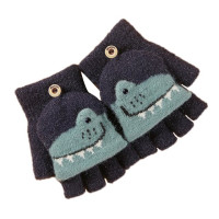 Мультяшные детские перчатки на полпальца, зимние вязаные перчатки без пальцев, милые перчатки с откидной крышкой для маленьких мальчиков и девочек, теплые детские варежки