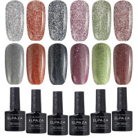 ELPAZA / Набор светоотражающих гель-лаков, серия REFLECTIVE, 6 шт 