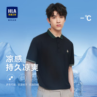 【涼感】海瀾之家三國撞色翻領短袖POLO衫23春夏新刺繡黑白T恤男