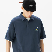 夏季翻領polo衫男短袖T恤男潮牌個性時尚潮流T恤衫寬鬆百搭半袖