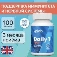 Витаминно-минеральный комплекс спортивный VPLAB Daily 1 Sport Multivitamin, витамины для женщин, мужчин, укрепление иммунитета, 100 таблеток