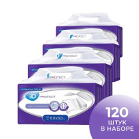 Пеленки одноразовые 60х60 см для взрослых и детей iD Protect - 120 шт (набор из 4 уп по 30 шт в коробе)