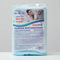 Пеленки впитывающие одноразовые Medmil Эконом, 60 40, 5 шт