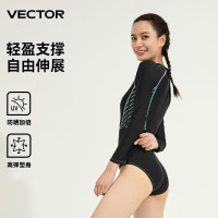 VECTOR連身長袖潛水服女速乾顯瘦衝浪服防曬修身浮潛水母衣泳衣女