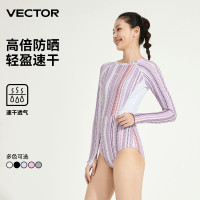 VECTOR潛水服女修身顯瘦保守速乾防曬浮潛連身遊泳衣女長袖衝浪服