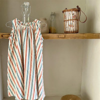 Женское хлопковое платье в полоску, без рукавов