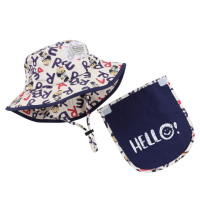Панама летняя с широкими полями для девочек и мальчиков, детская пляжная шапка с мультяшным рисунком, с застежкой на шею, Кепка От Солнца
