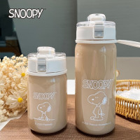 400 мл, 600 мл, пластиковая чашка для воды Snoopy, летняя портативная спортивная чашка для чая, кофейная чашка с защитой от падения, кухонные принадлежности, Детская прозрачная бутылка для воды