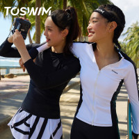 TOSWIM衝浪服女兩件式長袖長褲泳衣女防曬速乾保守潛水服水母衣浮潛