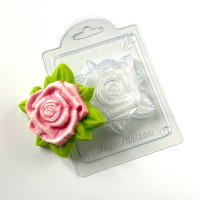 Пластиковая форма для мыла: "Роза с листьями"