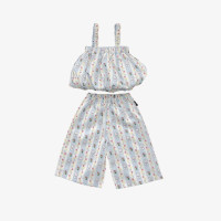 Комплект детской одежды из 2 предметов для девочек, летняя Новинка, топ на подтяжках, укороченные брюки, комплект из двух предметов, комплект одежды для девочек