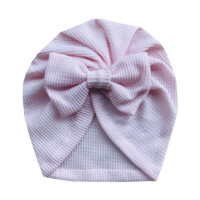Однотонная вафельная вязаная крючком Детская шапка-тюрбан с бантом шапка для новорожденных шапочки головные уборы для младенцев малышей 40JC
