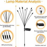 8 светодиодных светлячков на солнечной батарее, уличные водонепроницаемые фонари на солнечной батарее, светлячковые фонари на солнечной батарее, садовые фонари светлячков