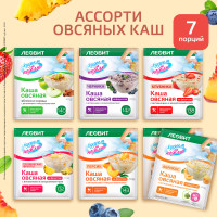 Каша овсяная Ассорти 7 пакетов по 40 г Разные вкусы Коробка 280 г. Готовьте за 5 минут