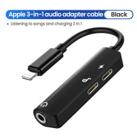 AUX-кабель 3 в 1, аудиоадаптер для iPhone 14, 13, 12 Pro Max, 8-контактный разъем 3,5 мм/двойное освещение