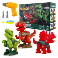 Конструктор Динозавры 3 шт. с шуруповертом и отерткой "Dino Assembling Series"