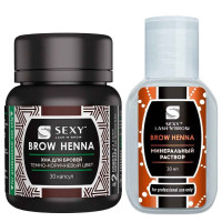 Комплект SEXY BROW HENNA,хна для бровей+раствор минеральный