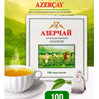 Чай в пакетиках зеленый Азерчай, 100 шт